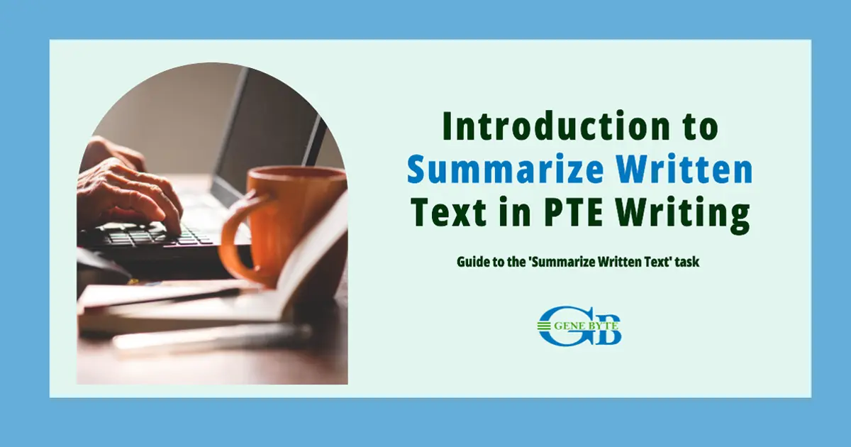 PTE Academic text summarization concept illustration
