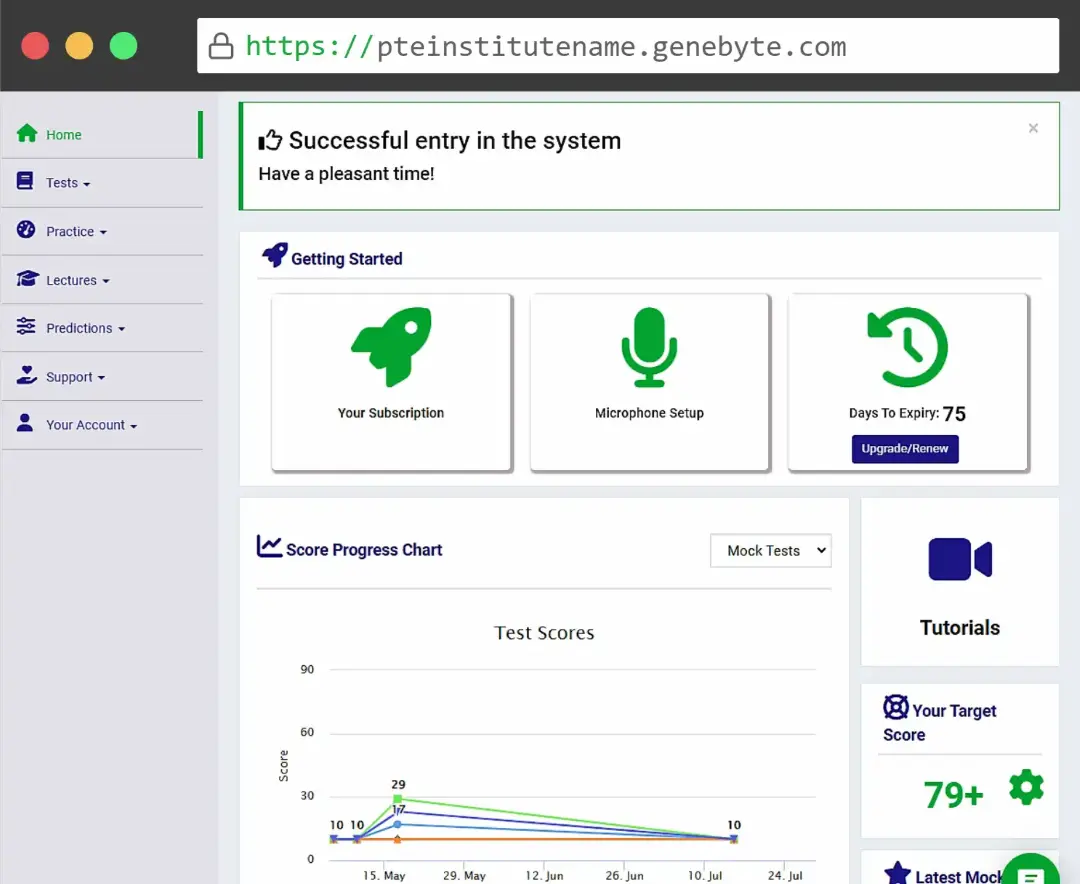 Snapshot of Genebyte's PTE Software for Institutes.
